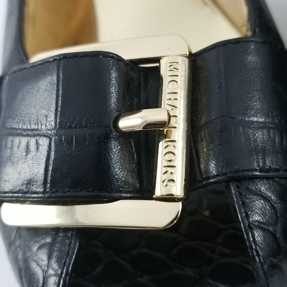 Michael Michael Kors Black Croc Embossed Slingback Platform Heels 8.5‎